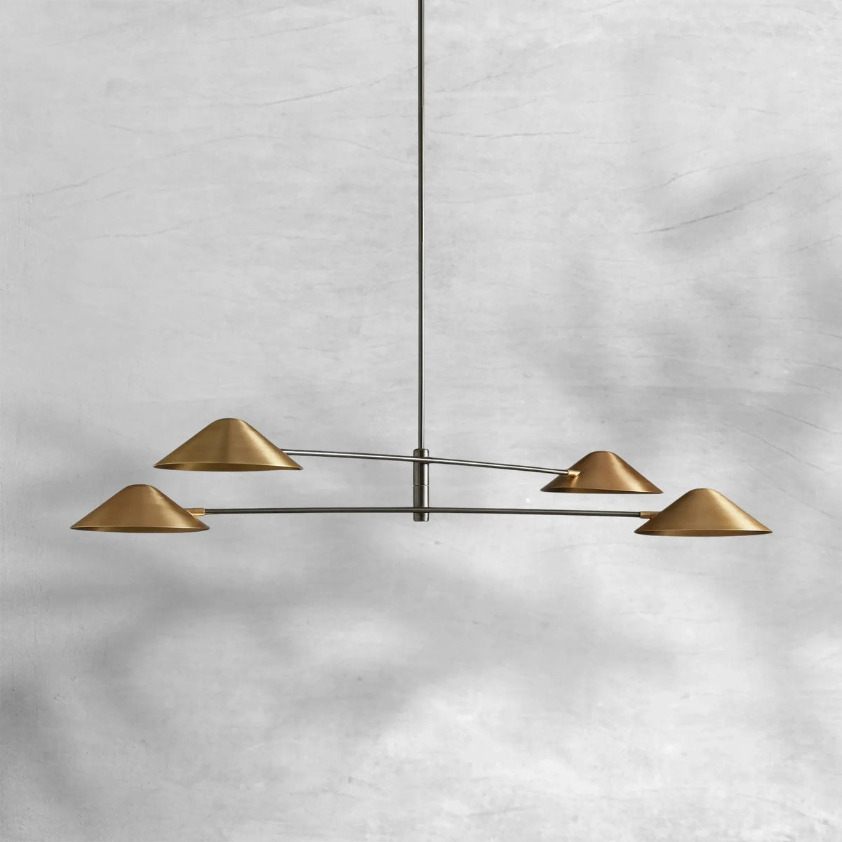 Pivoting Arm Antique Brass and Bronze Linear Chandelier