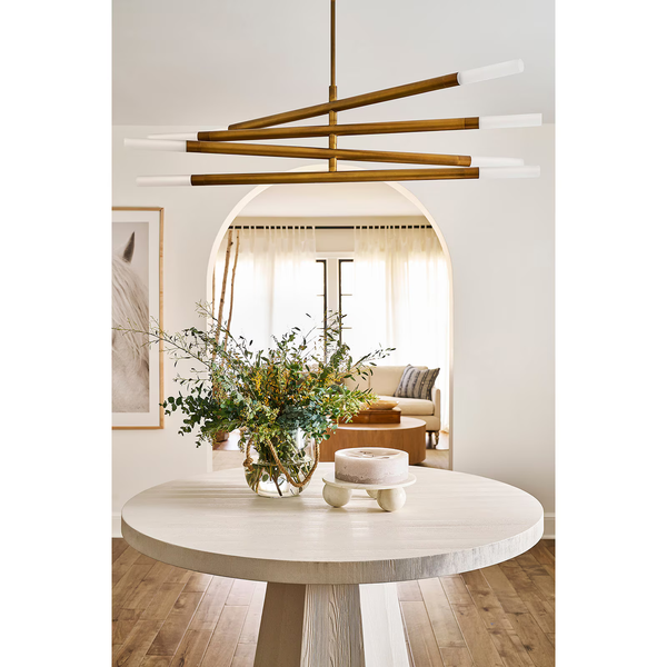 Pivoting Four Arm Steel Linear Chandelier
