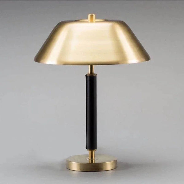Polished Brass Shade and Black Iron Table Lamp