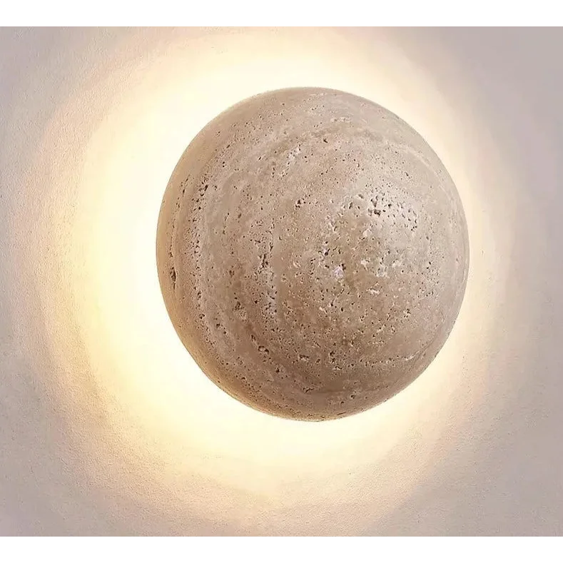 Polished Natural Stone Globe Wall Sconce