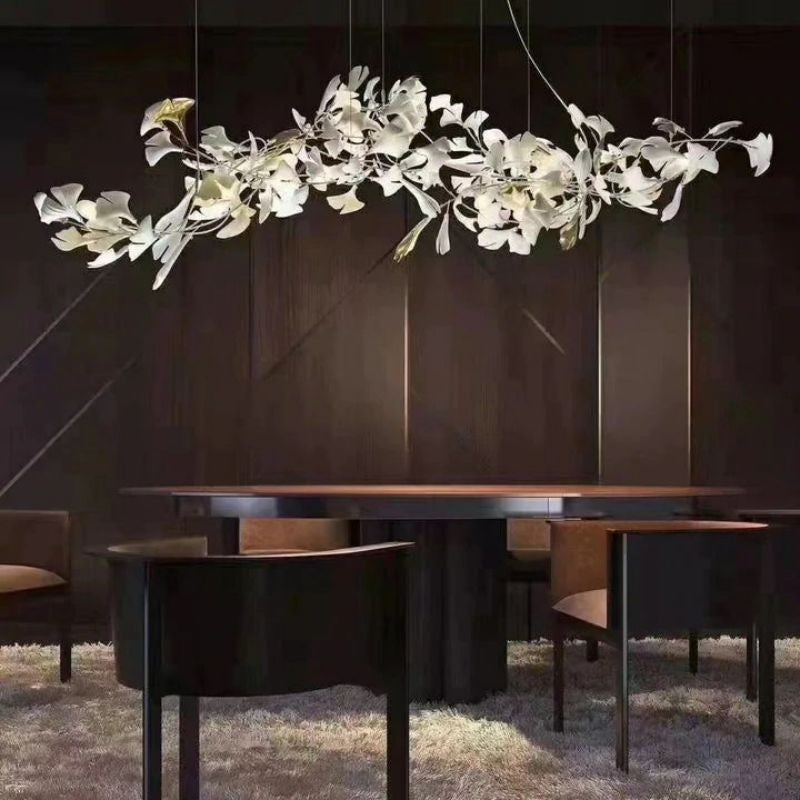 Porcelain Ginkgo Leaf Branch Cluster Chandelier