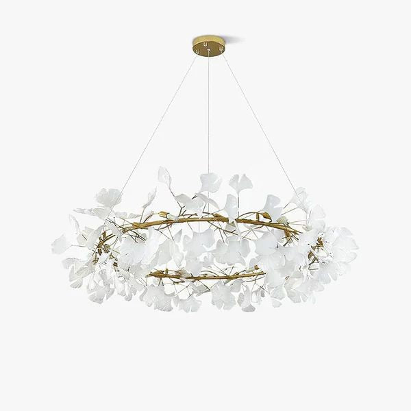 Porcelain Ginkgo Leaf Ring Chandelier