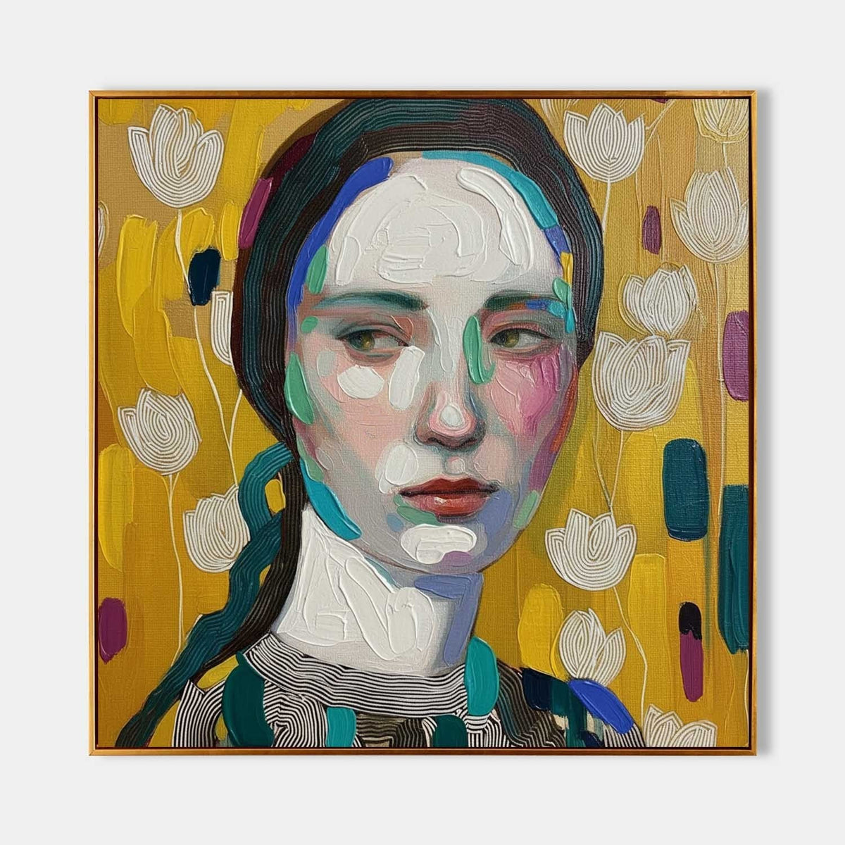 Portrait of a Woman Among White Tulips