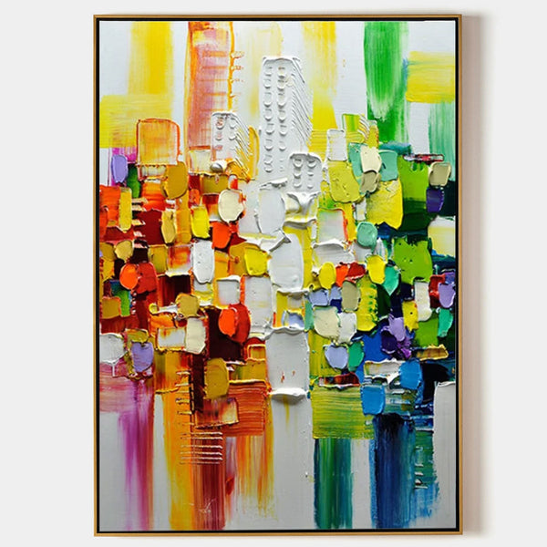 Prismatic City in Thick Impasto