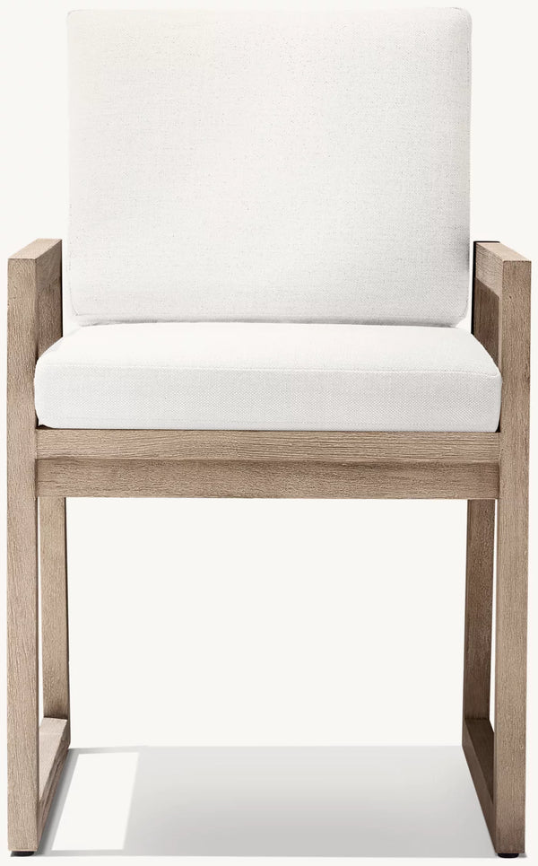 Silla de comedor moderna de teca para exterior: durabilidad atemporal + madera de teca de grado A - olefina + impermeable