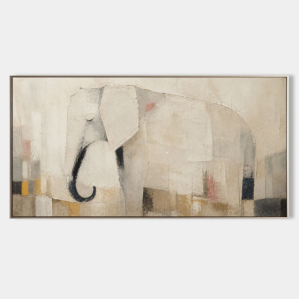 Quiet Geometric Elephant in Cream