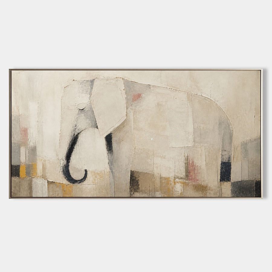 Quiet Geometric Elephant in Cream