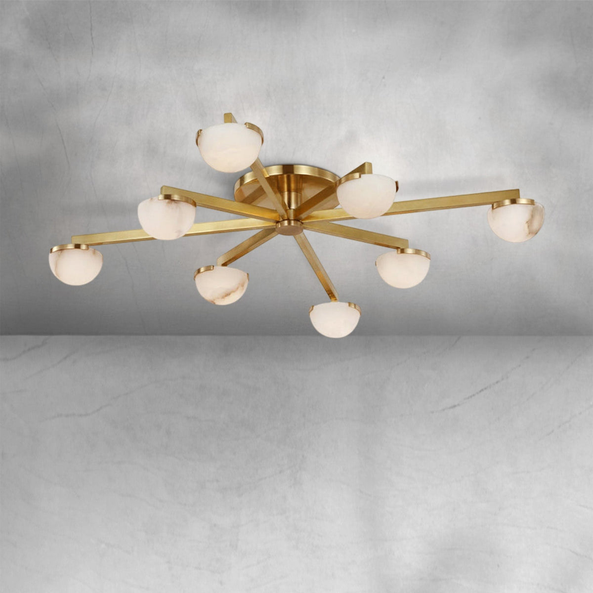 Radiating Alabaster Shade Cluster Flush Mount