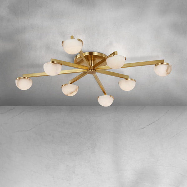 Radiating Alabaster Shade Cluster Flush Mount