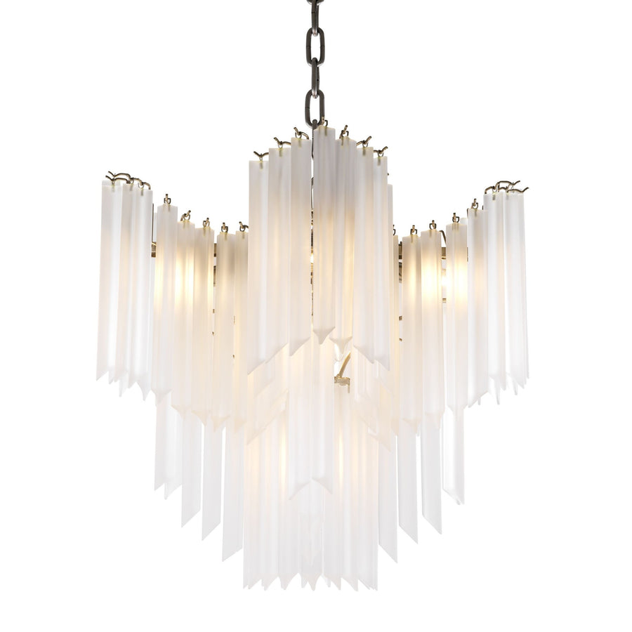 Radiating Frosted Glass Rod Nickel Chandelier