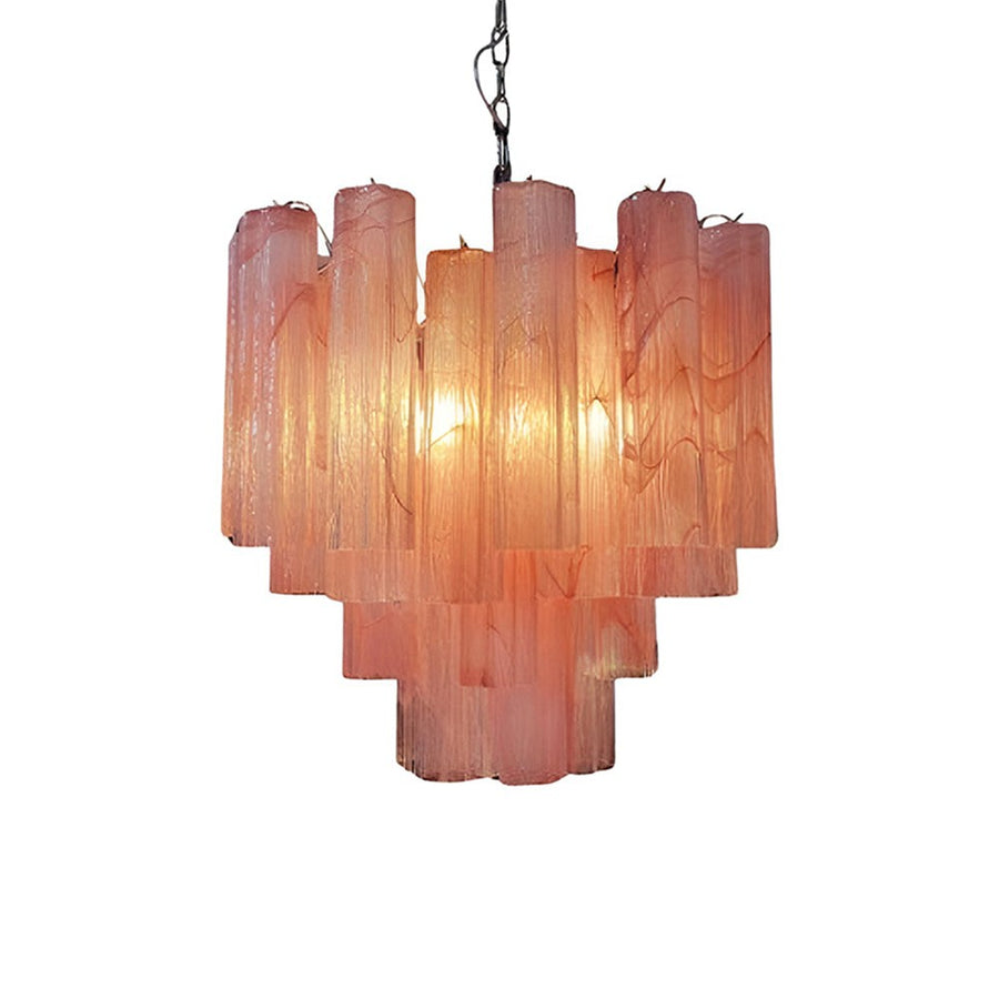 Radiating Pink Glass Tube Starburst Chandelier