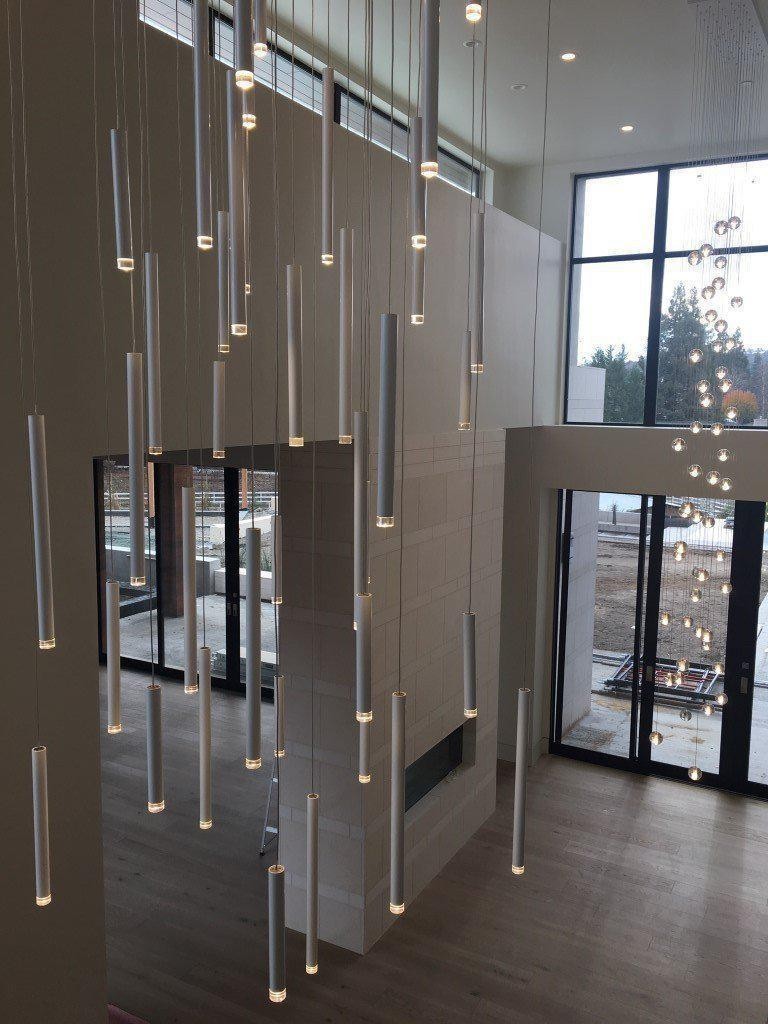 Rain-Like Cluster of Metal Tubes Pendant