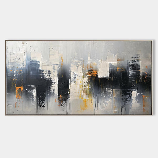 Rain-Soaked City in Charcoal and Amber