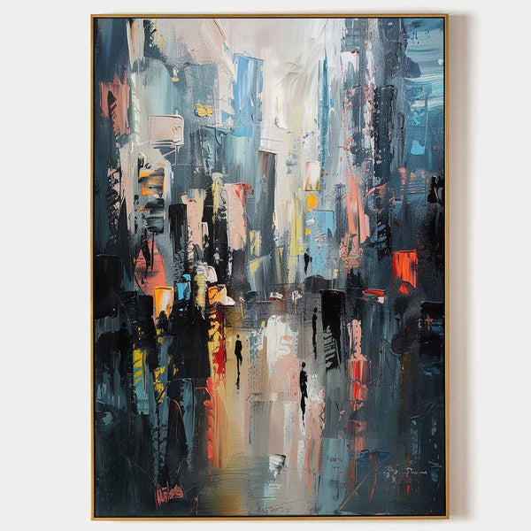 Rain-Soaked City Street at Dusk