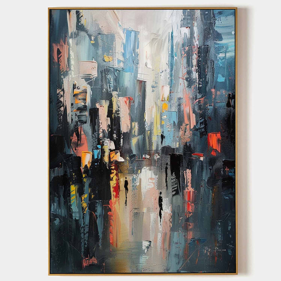 Rain-Soaked City Street at Dusk