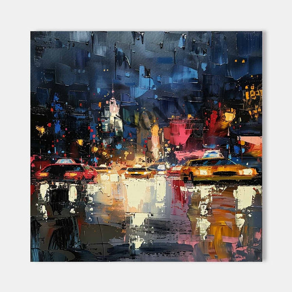 Rain Soaked City Taxis at Night