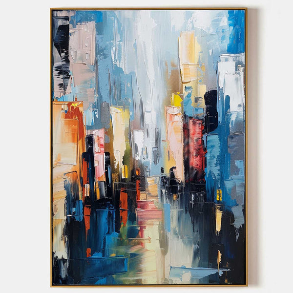 Rain-Washed City in Blue and Amber