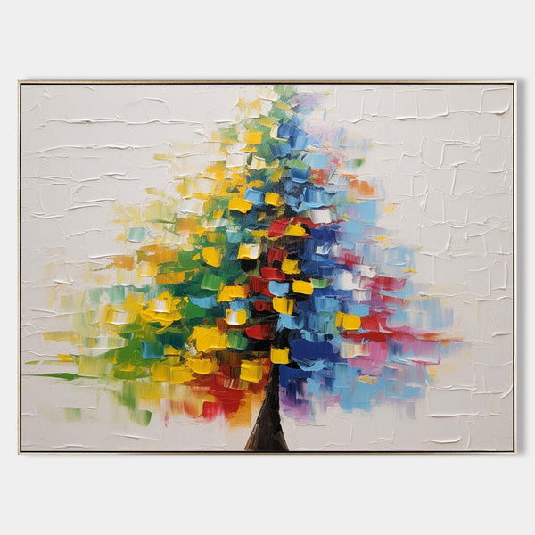 Rainbow Tree in Palette Knife Strokes