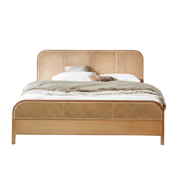 Modern Rattan Panel Bed - Main View