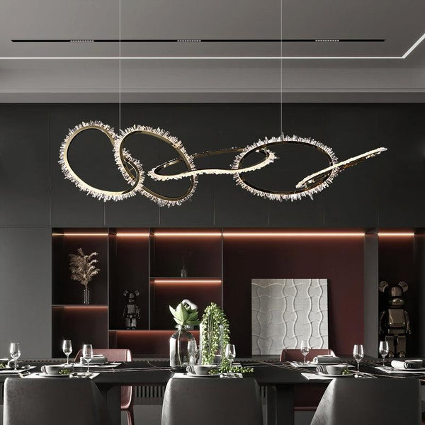 Raw Crystal Cluster Ring Chandelier in Champagne Gold