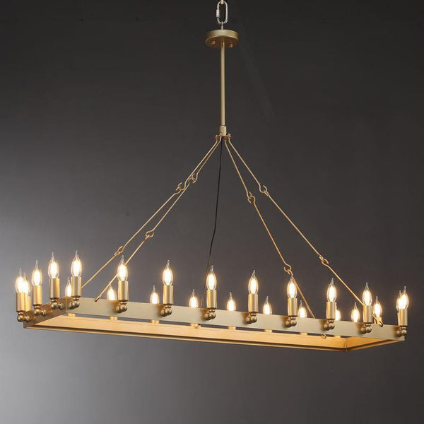 Rectangular Angle Iron Candelabra Linear Chandelier