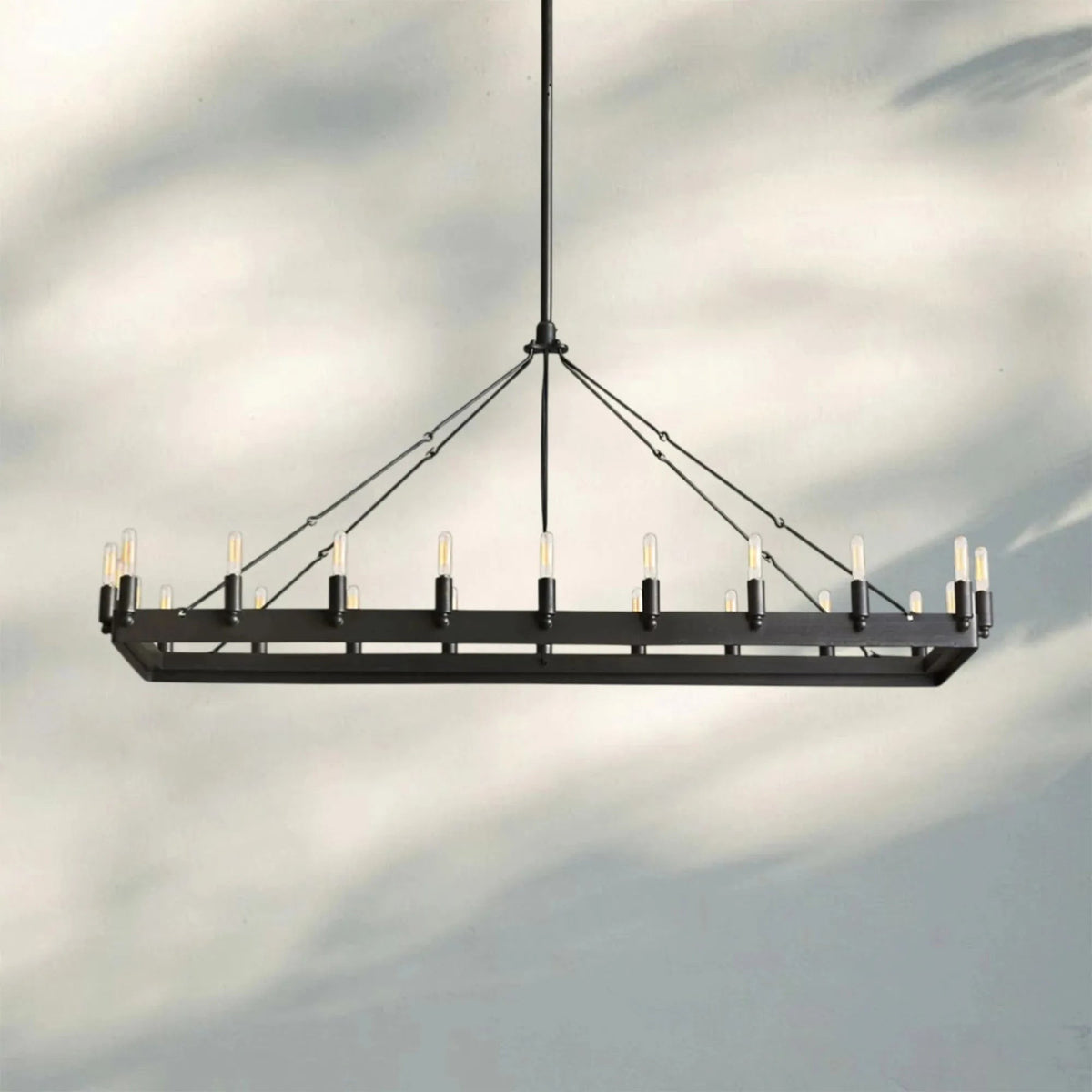 Rectangular Angle Iron Industrial Candelabra Chandelier