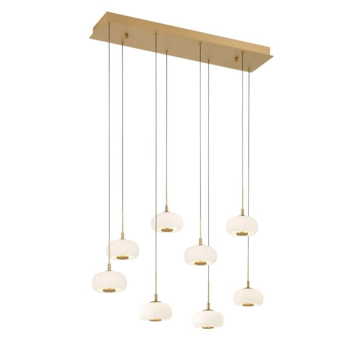 Rectangular Frame Chandelier with Cloud Glass Shades