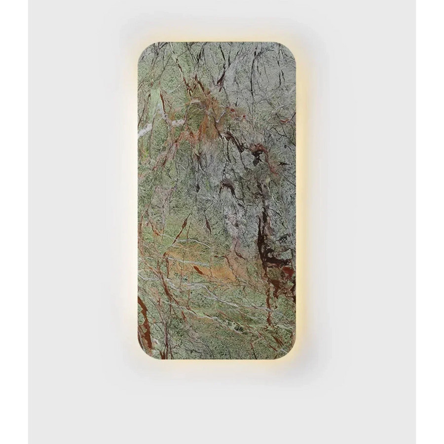 Rectangular Green Marble Slab Wall Sconce