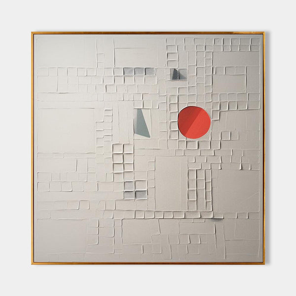 Red Circle on Plaster Grid