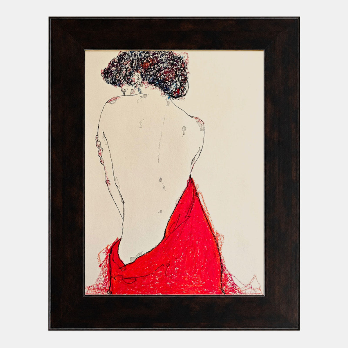 Red Drape Figure from Behind