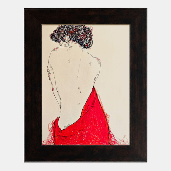 Red Drape Figure from Behind