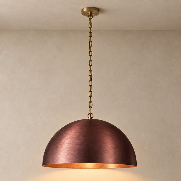 Red Stainless Steel Dome Pendant with Chain