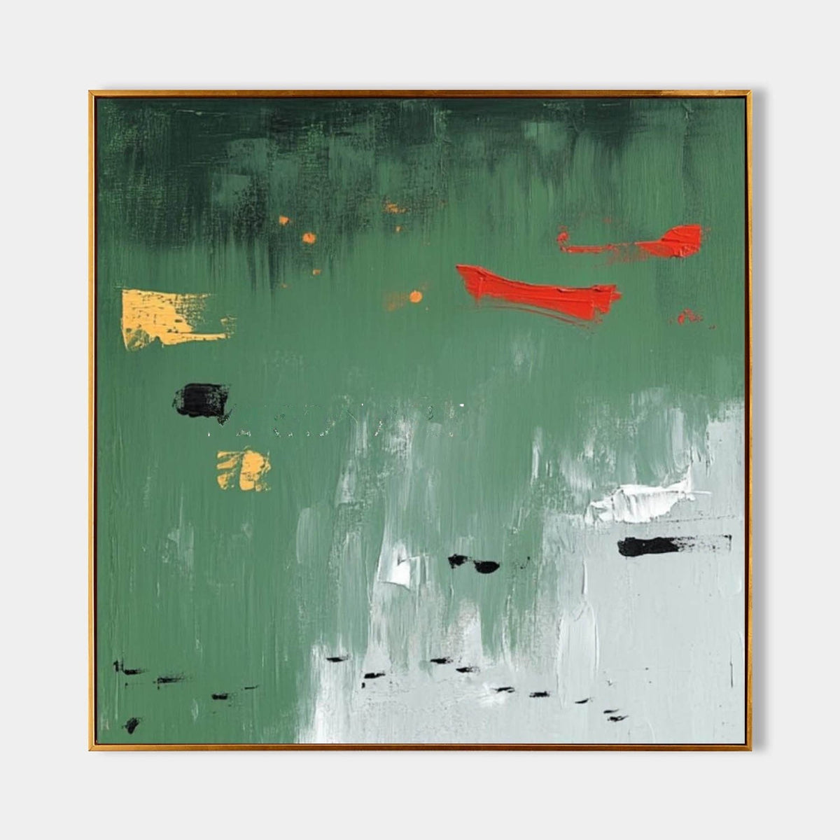 Red Strokes Over Green Waters