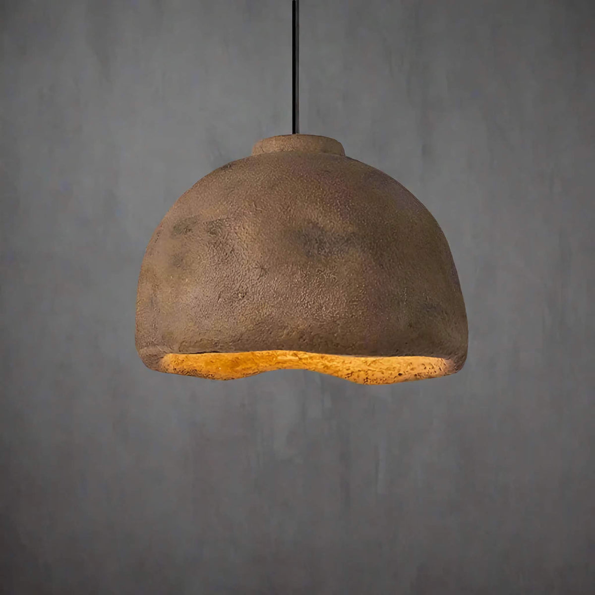 Ridged Earth Brown Resin Dome Pendant
