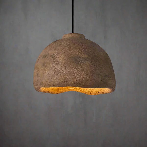 Ridged Earth Brown Resin Dome Pendant