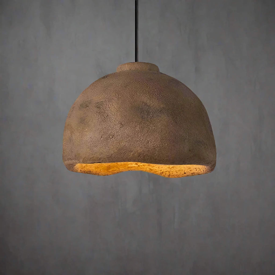 Ridged Earth Brown Resin Dome Pendant