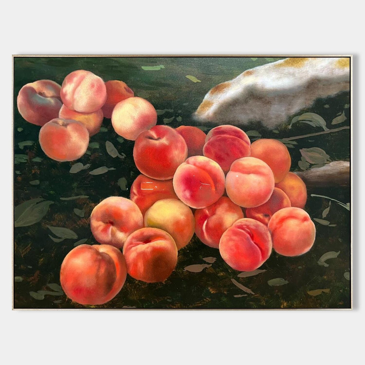 Ripe Peaches on a Shaded Forest Floor