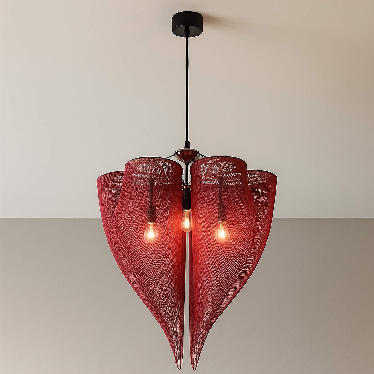 Rippled Aluminum Mesh Sculptural Chandelier