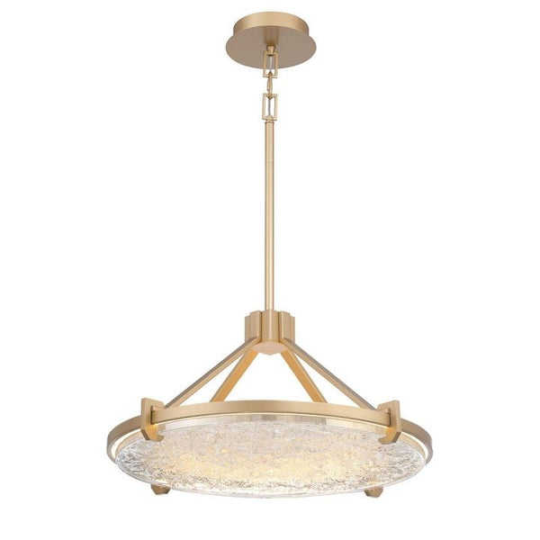 Rippled Glass Disc Brushed Metal Drum Chandelier