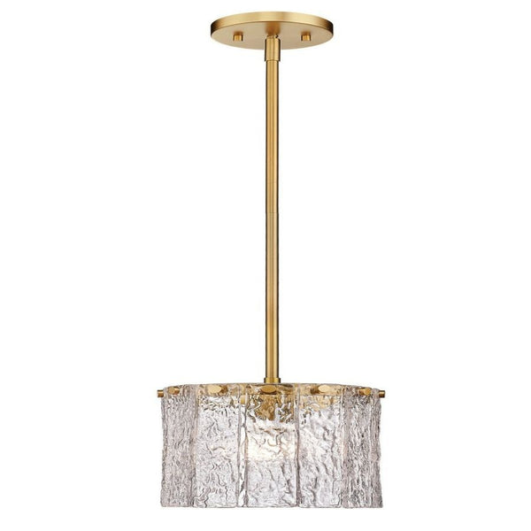 Rippled Glass Globe Pendant with Steel Frame