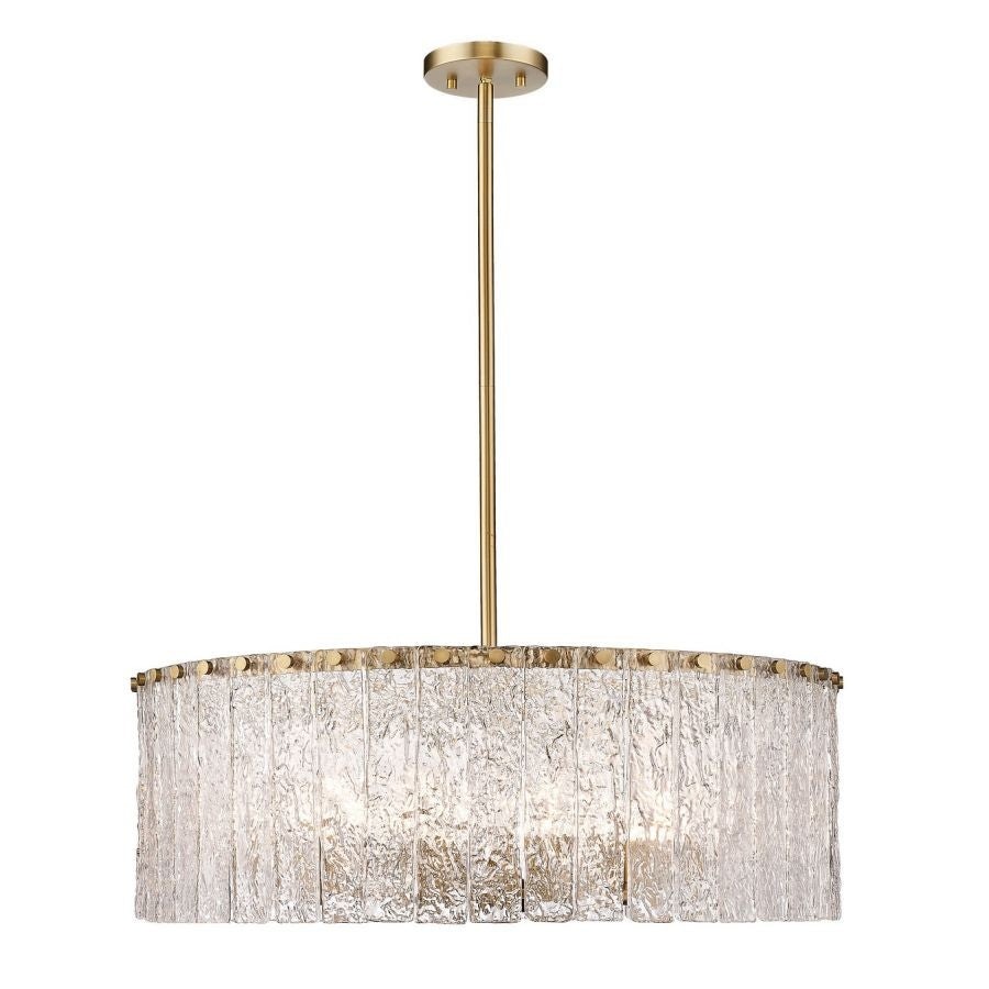 Rippled Glass Panel Ring Steel Chandelier