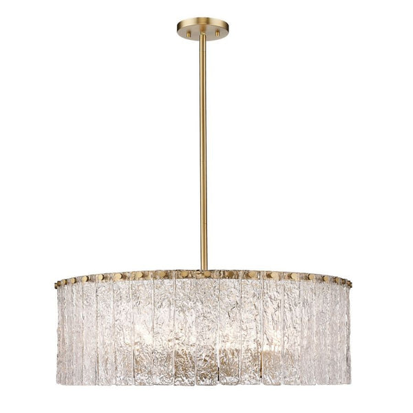 Rippled Glass Panel Ring Steel Chandelier