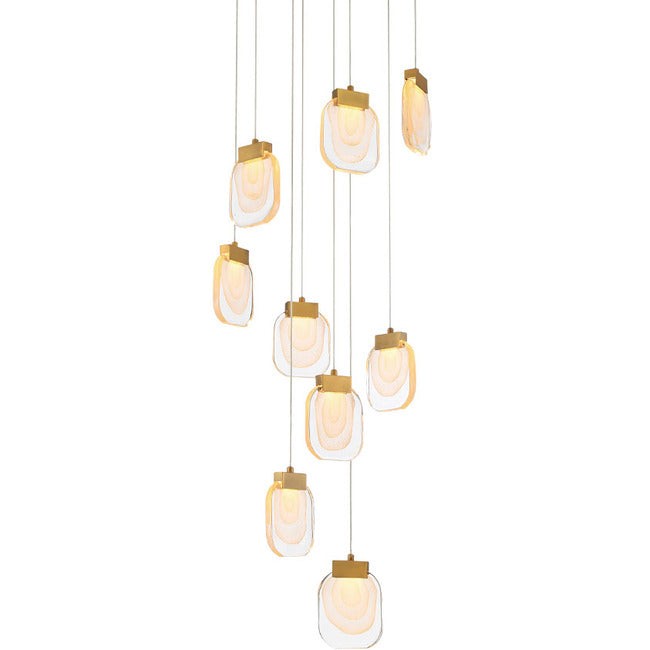 Rippled Sugar Glass Cluster Chandelier