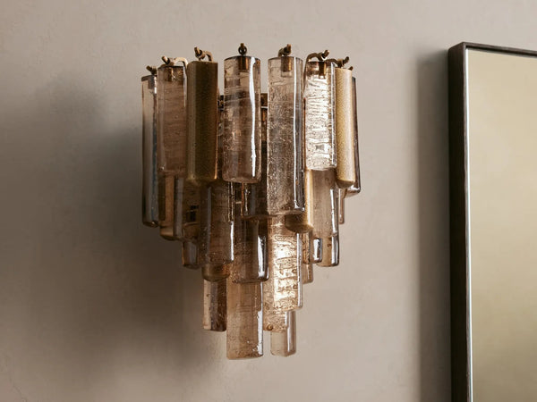 Rippling Cast Glass Cluster Brass Wall Sconce