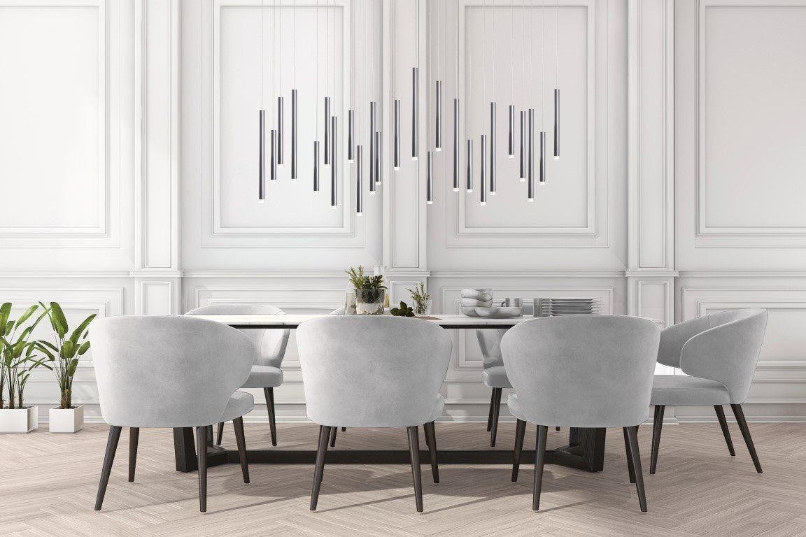 Rippling Cluster of Slim Metal Tubes Linear Pendant