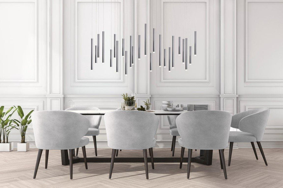 Rippling Cluster of Slim Metal Tubes Linear Pendant