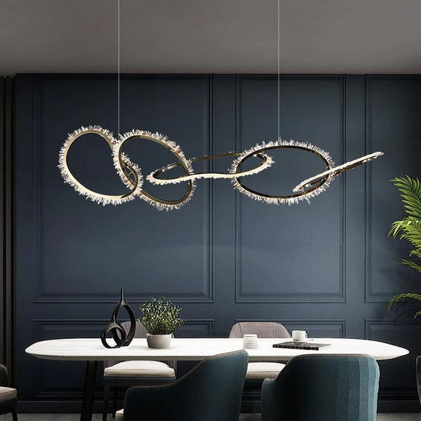 Rock Crystal Cluster Ring Chandelier in Champagne Gold