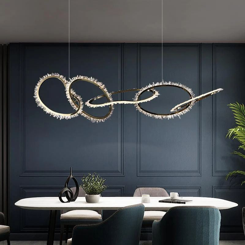 Rock Crystal Cluster Ring Chandelier in Champagne Gold