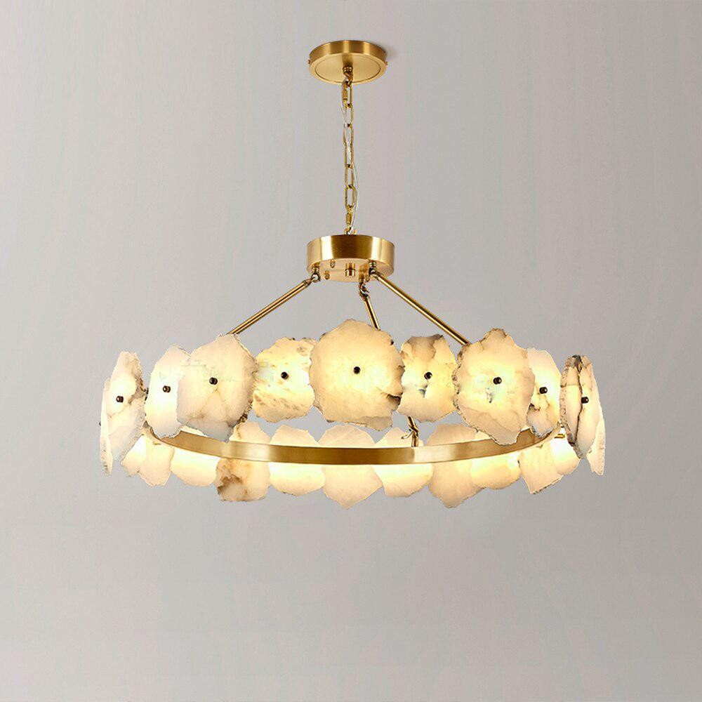 Round Alabaster Globe and Brass Chandelier