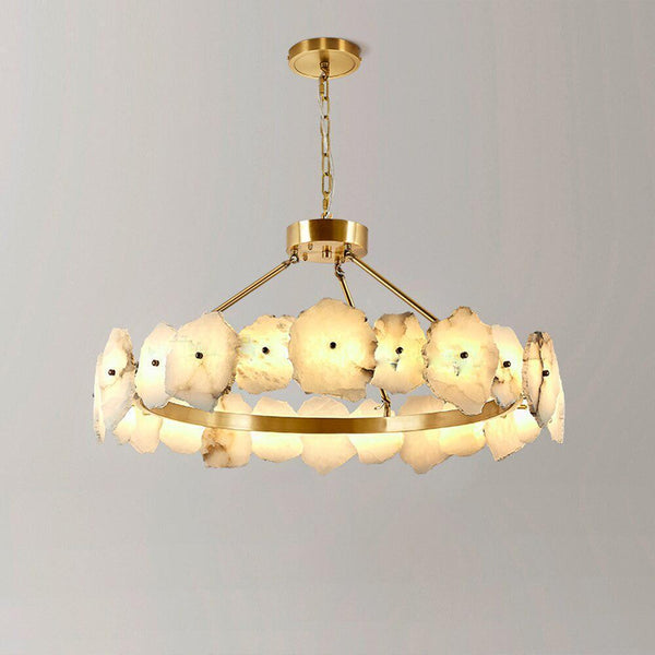Round Alabaster Globe and Brass Chandelier